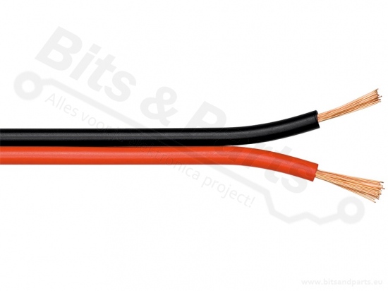 Luidsprekerdraad 2 x 0,5mm² 20AWG meeraderig - 10 meter rol zwart/rood